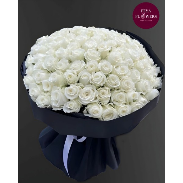 201 ақ раушан гүлінен тұратын гүлшоғы